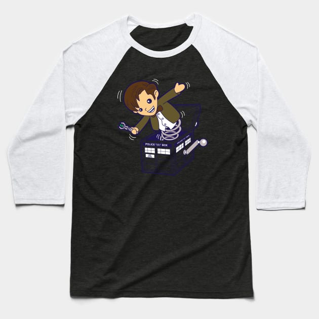 Cute Time Travelling Doctor Jack In The Box Baseball T-Shirt by BoggsNicolas